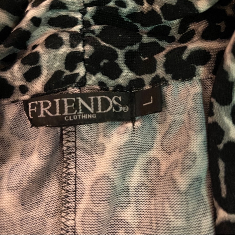 FRIENDS CLOTHING Large Vest Black and White,  Leopard Animal print,open, long. - Picture 2 of 3